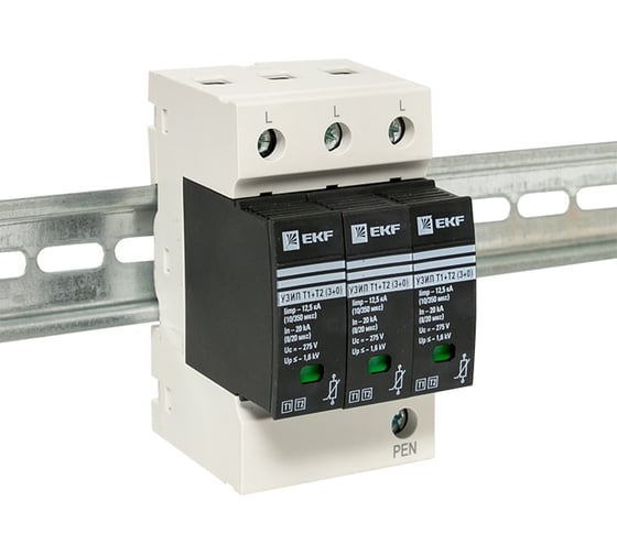 УЗИП EKF Т1+Т2; Iimp-12,5kA; In-20kA; Uc-275В; 3+0 PROxima OV12-3-503