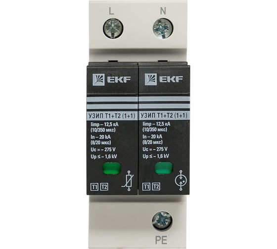 УЗИП EKF Т1+Т2; Iimp-12,5kA; In-20kA; Uc-275В; 1+1 PROxima OV12-11-505