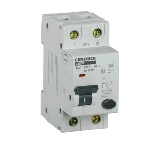Автоматический выключатель дифференциального тока GENERICA АВДТ 32 C40 MAD25-5-040-C-30