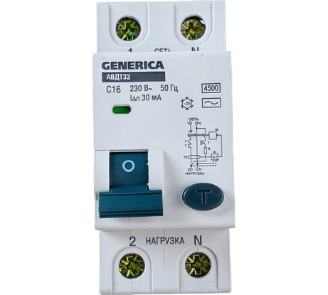Автоматический выключатель дифференциального тока GENERICA АВДТ 32 C16 MAD25-5-016-C-30