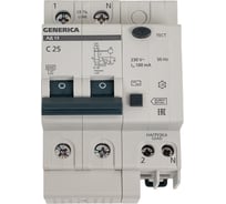 Дифференциальный автомат GENERICA АД12 2Р 25А 100мА MAD15-2-025-C-100