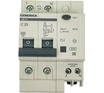 Дифференциальный автомат GENERICA АД12 2Р 25А 30мА MAD15-2-025-C-030