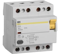 Дифференциальный выключатель IEK УЗО ВД1-63 4Р 25А 10мА ИЭК MDV10-4-025-010