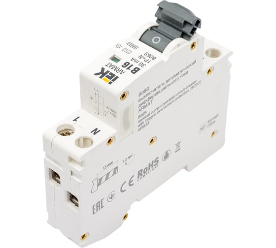 Автоматический выключатель дифференциального тока IEK ARMAT B06S 1P+NP B16 30мА тип AC (18мм) AR-B06S-1N-B16C030