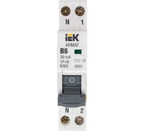 Автоматический выключатель дифференциального тока IEK ARMAT B06S 1P+NP B6 30мА тип AC (18мм) AR-B06S-1N-B06C030