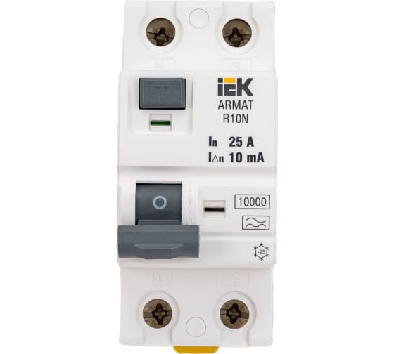 Выключатель дифференциального тока IEK ARMAT R10N 2P 25А 10мА тип A AR-R10N-2-025A010 1