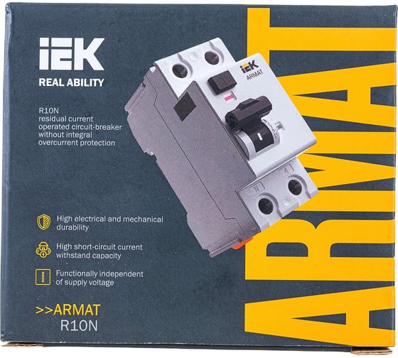Выключатель дифференциального тока IEK ARMAT R10N 2P 40А 100мА тип A AR-R10N-2-040A100