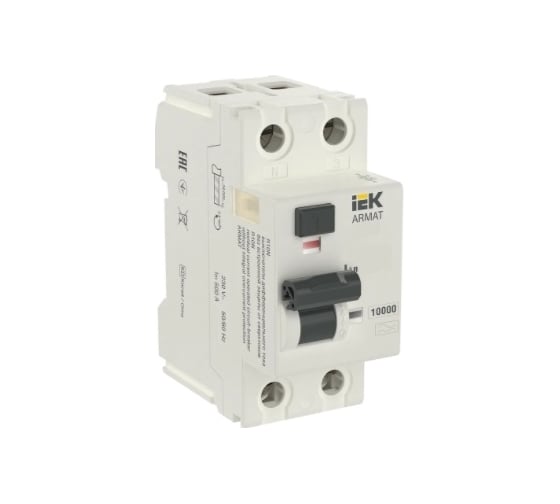 Выключатель дифференциального тока IEK ARMAT R10N 2P 63А 100мА тип AC AR-R10N-2-063C100