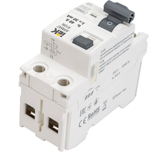 Выключатель дифференциального тока IEK ARMAT R10N 2P 40А 30мА тип A AR-R10N-2-040A030