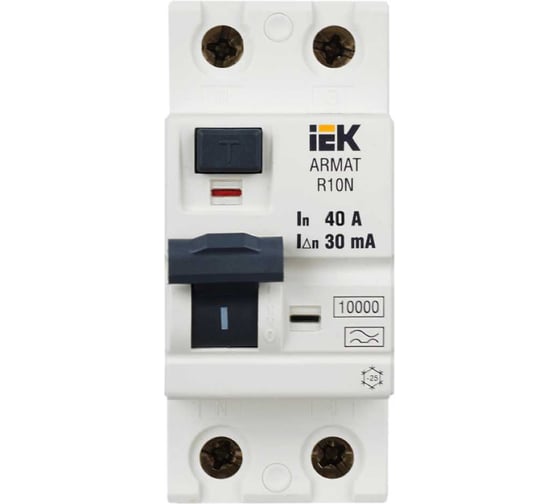 Выключатель дифференциального тока IEK ARMAT R10N 2P 40А 30мА тип A AR-R10N-2-040A030