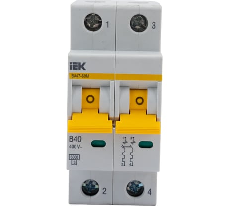 Автоматический выключатель IEK ВА47-60M 2Р 40А 6кА B MVA31-2-040-B