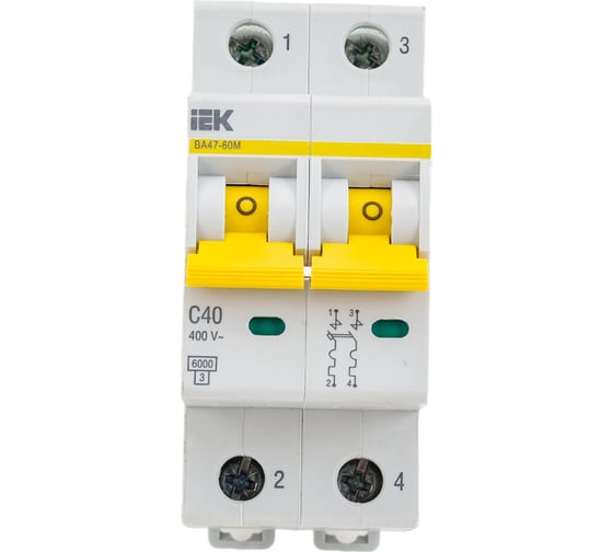 Автоматический выключатель IEK ВА47-60M 2Р 40А 6кА С MVA31-2-040-C