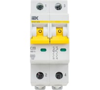 Автоматический выключатель IEK ВА47-60M 2Р 20А 6кА С MVA31-2-020-C