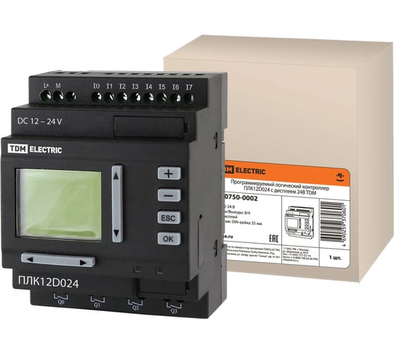 Программируемый логический контроллер TDM ПЛК12D024 с дисплеем, 24В SQ0750-0002 1