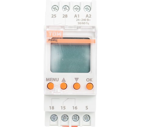 Реле времени TDM ELECTRIC РВМЦ-1с/100час-2х8А-24/230В-DIN (многофункциональное цифровое, 24 режима, 1с-100час, 24-230В АС/DC) SQ1503-0026