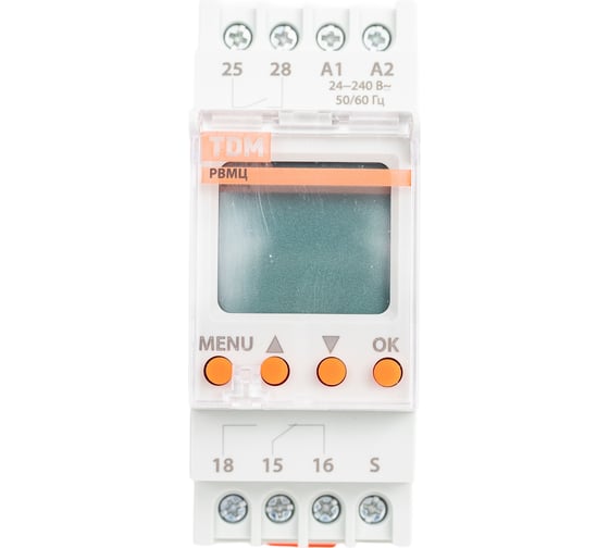 Реле времени TDM ELECTRIC РВМЦ-1с/100час-2х8А-24/230В-DIN (многофункциональное цифровое, 24 режима, 1с-100час, 24-230В АС/DC) SQ1503-0026