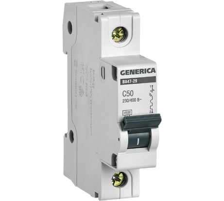 Автоматический выключатель GENERICA ВА47-29 1Р 50А 4,5кА х-ка С MVA25-1-050-C