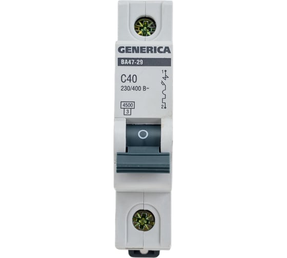 Автоматический выключатель GENERICA ВА47-29 1Р 40А 4,5кА х-ка С MVA25-1-040-C