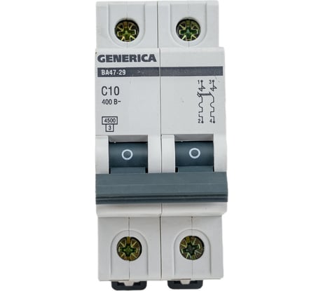 Автоматический выключатель GENERICA ВА47-29 2Р 10А 4,5кА х-ка С MVA25-2-010-C