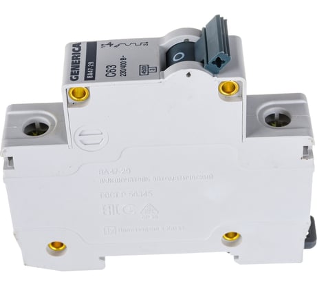 Автоматический выключатель GENERICA ВА47-29 1Р 63А 4,5кА х-ка С MVA25-1-063-C