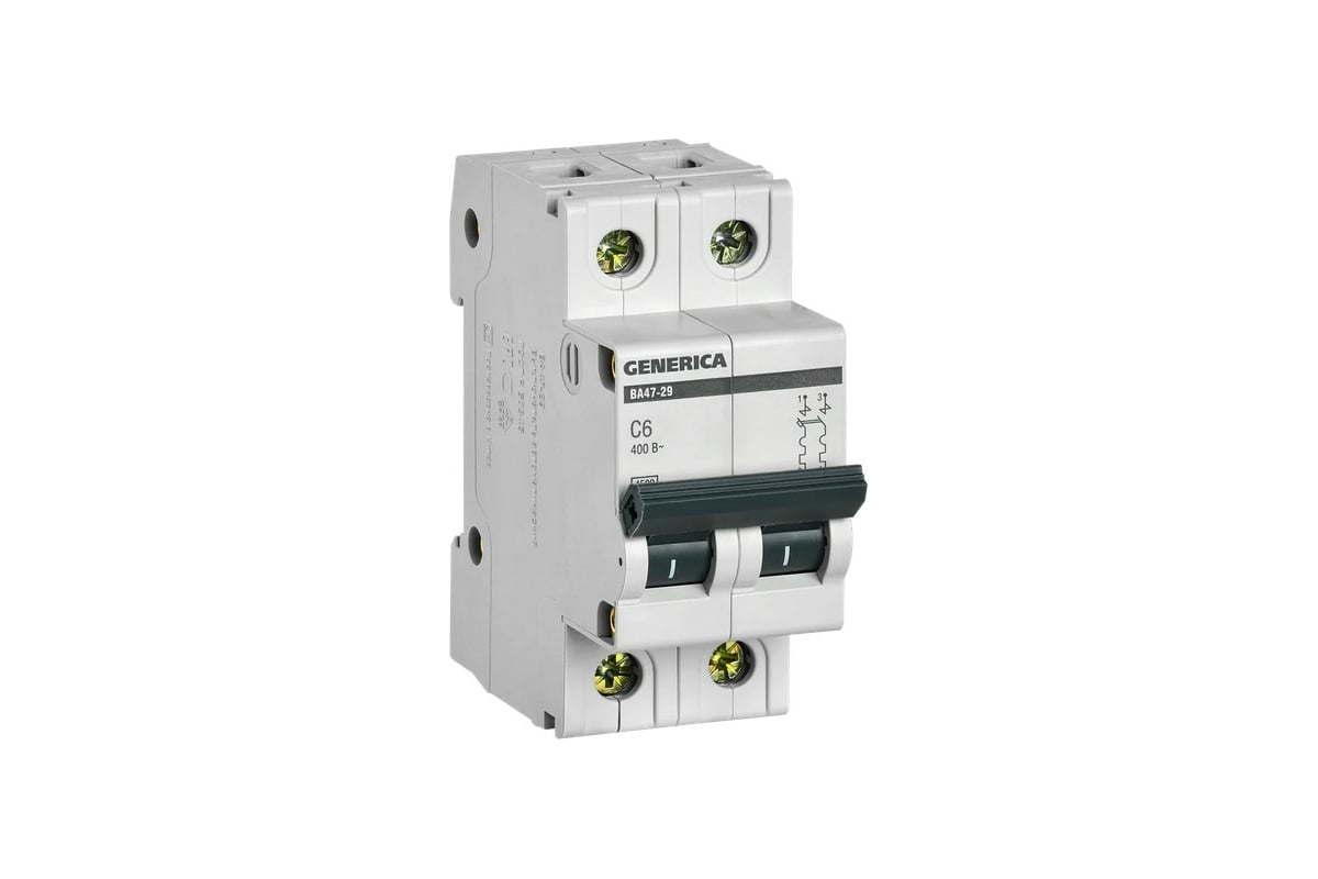 Автоматический выключатель GENERICA ВА47-29 2Р 6А 4,5кА х-ка С MVA25-2 ...