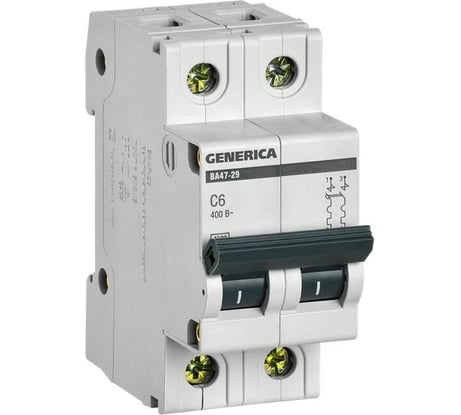 Автоматический выключатель GENERICA ВА47-29 2Р 6А 4,5кА х-ка С MVA25-2-006-C