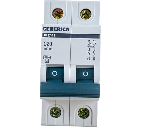 Автоматический выключатель GENERICA ВА47-29 2Р 20А 4,5кА х-ка С MVA25-2-020-C