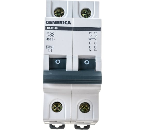 Автоматический выключатель GENERICA ВА47-29 2Р 32А 4,5кА х-ка С MVA25-2-032-C
