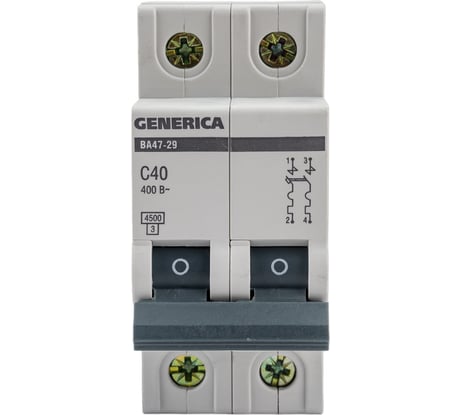 Автоматический выключатель GENERICA ВА47-29 2Р 40А 4,5кА х-ка С MVA25-2-040-C