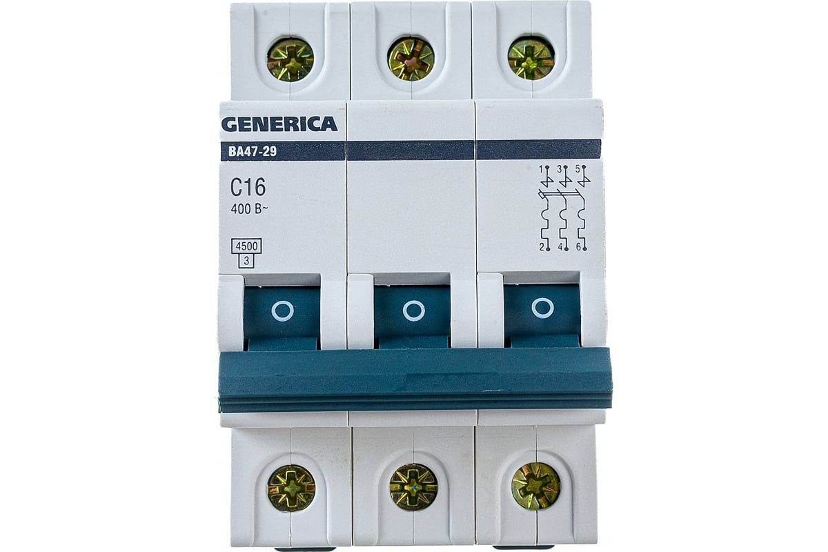 Автоматический выключатель GENERICA ВА47-29 3Р 16А 4,5кА х-ка С MVA25-3 ...