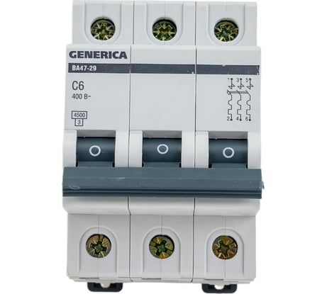 Автоматический выключатель GENERICA ВА47-29 3Р 6А 4,5кА х-ка С MVA25-3-006-C