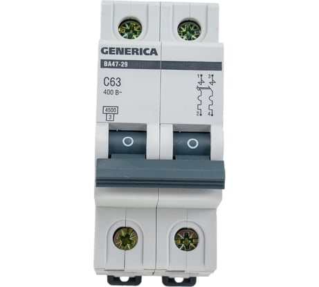 Автоматический выключатель GENERICA ВА47-29 2Р 63А 4,5кА х-ка С MVA25-2-063-C