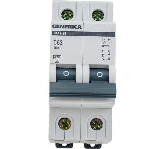 Автоматический выключатель GENERICA ВА47-29 2Р 63А 4,5кА х-ка С MVA25-2-063-C 1