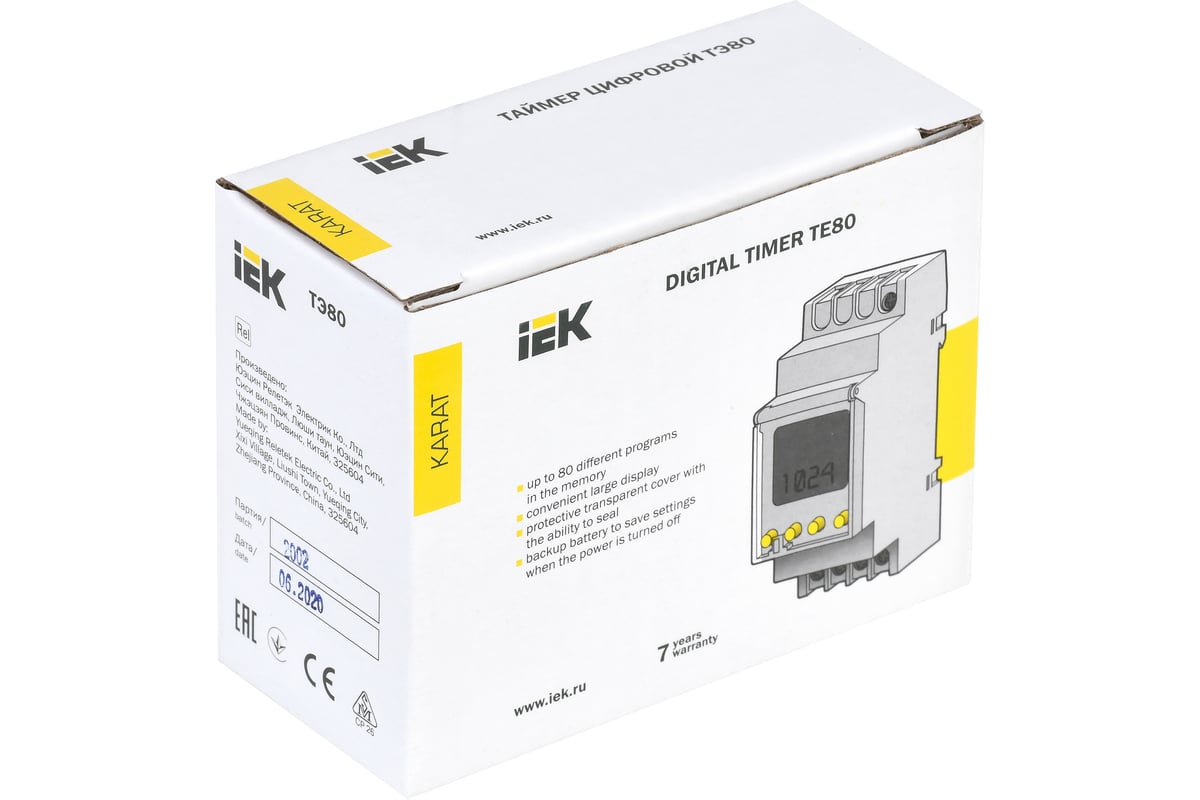 Цифровой таймер IEK ТЭ80 16А, 230В, на DIN-рейку, KARAT MTA10-16-080 ...