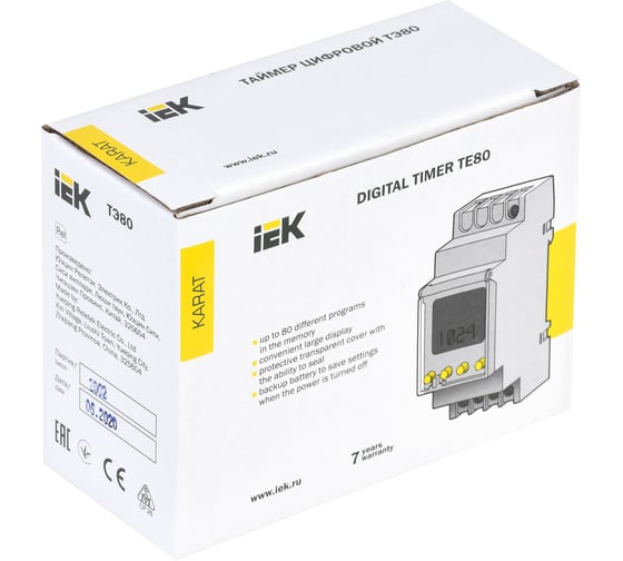 Цифровой таймер IEK ТЭ80 16А, 230В, на DIN-рейку, KARAT MTA10-16-080