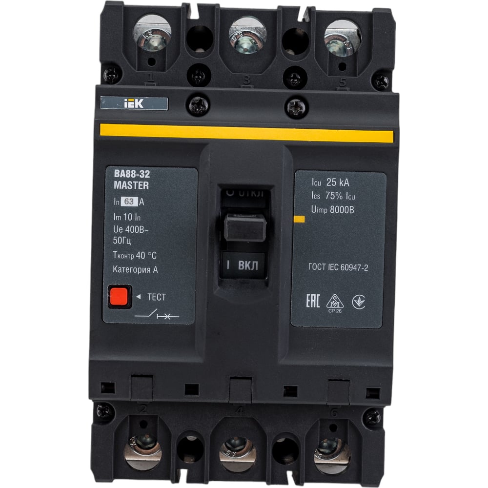 Автоматический выключатель IEK ВА88-32 3Р 63А 25кА MASTER SVA10-3-0063 ...