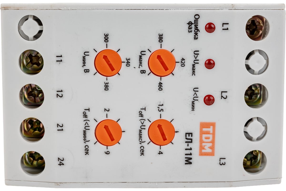 Реле контроля фаз TDM ЕЛ-11М-3x380В 1нр+1нз контакты SQ1504-0014 - выгодная  цена, отзывы, характеристики, фото - купить в Москве и РФ