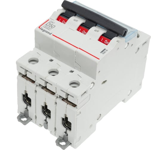 Автоматический выключатель Legrand DX3 6000 - 10 кА - тип D - 3П - 50 А - 3 модуля 408094