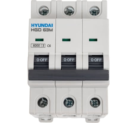 Автоматический выключатель Hyundai HGD63-M 3PMCS0000C 00006 3п, 6А, 6kA, хар-ка C 13.04.000886