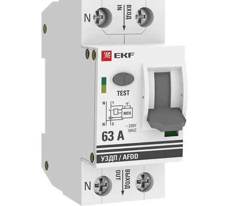 Устройство защиты от дугового пробоя EKF (УЗДП) 1P+N 63А PROxima afdd-2-63-pro