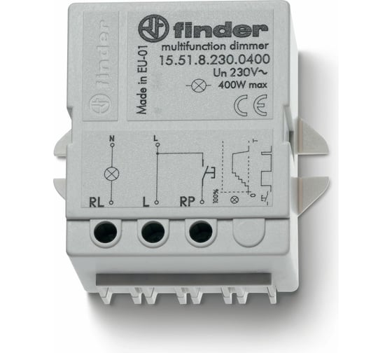 Электронное импульсное реле с диммером Finder, 230в Ac - 60гц; 400вт; установка на панель или монтаж в коробке, 155182300460