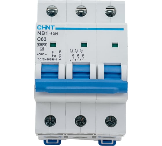 Автоматический выключатель CHINT модульный 3п C 63А 10кА NB1-63H (R) 179878