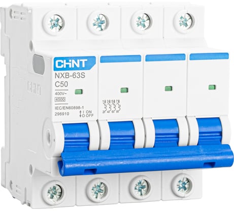 Автоматический выключатель CHINT модульный 4п C 50А 4.5кА NXB-63S (R) 296910