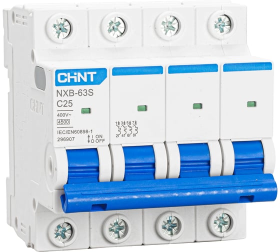Автоматический выключатель CHINT модульный 4п C 25А 4.5кА NXB-63S (R) 296907