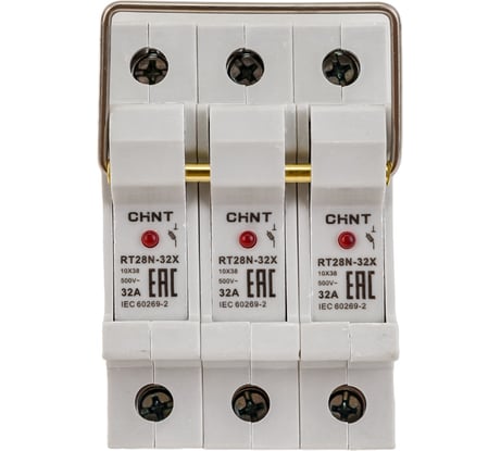 Держатель плавких вставок с индикацией CHINT RT28N-32x10x38 3П 520349
