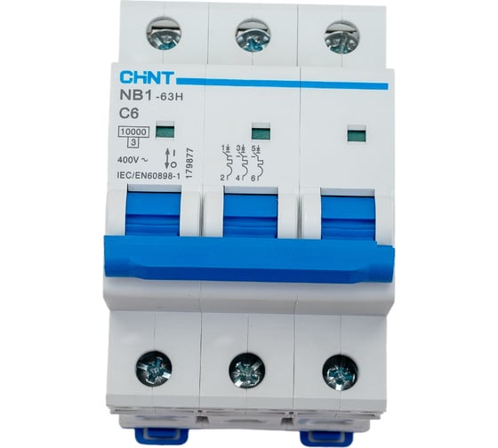 Автоматический модульный выключатель CHINT 3п C 6А 10кА NB1-63H (R) 179877