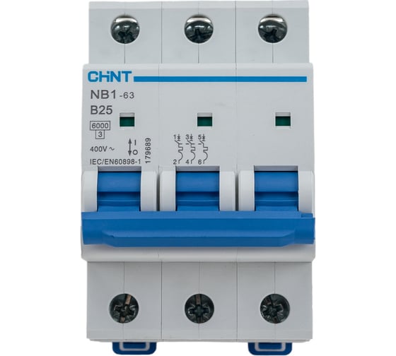 Автоматический модульный выключатель CHINT 3п B 25А 6кА NB1-63 (R) 179689