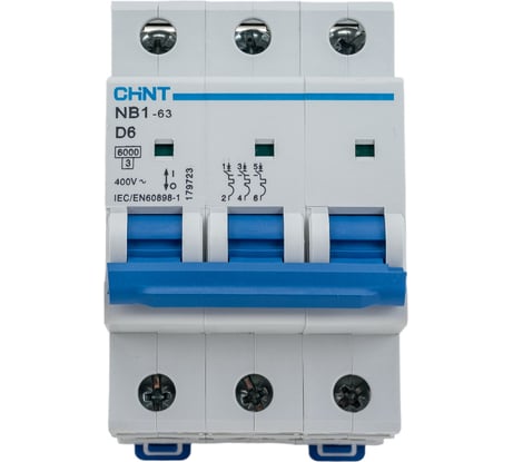 Автоматический модульный выключатель CHINT 3п D 6А 6кА NB1-63 (R) 179723