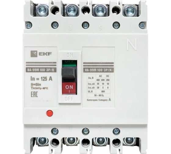 Автоматический выключатель EKF ВА-99М 100/125А 4P 5In 35кА PROxima mccb99-4P5In100-125m