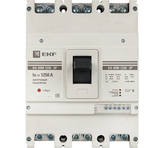 Автоматический выключатель EKF ВА-99М 1250/1250А 3P 50кА с электронным расцепителем PROxima mccb99-1250-1250me